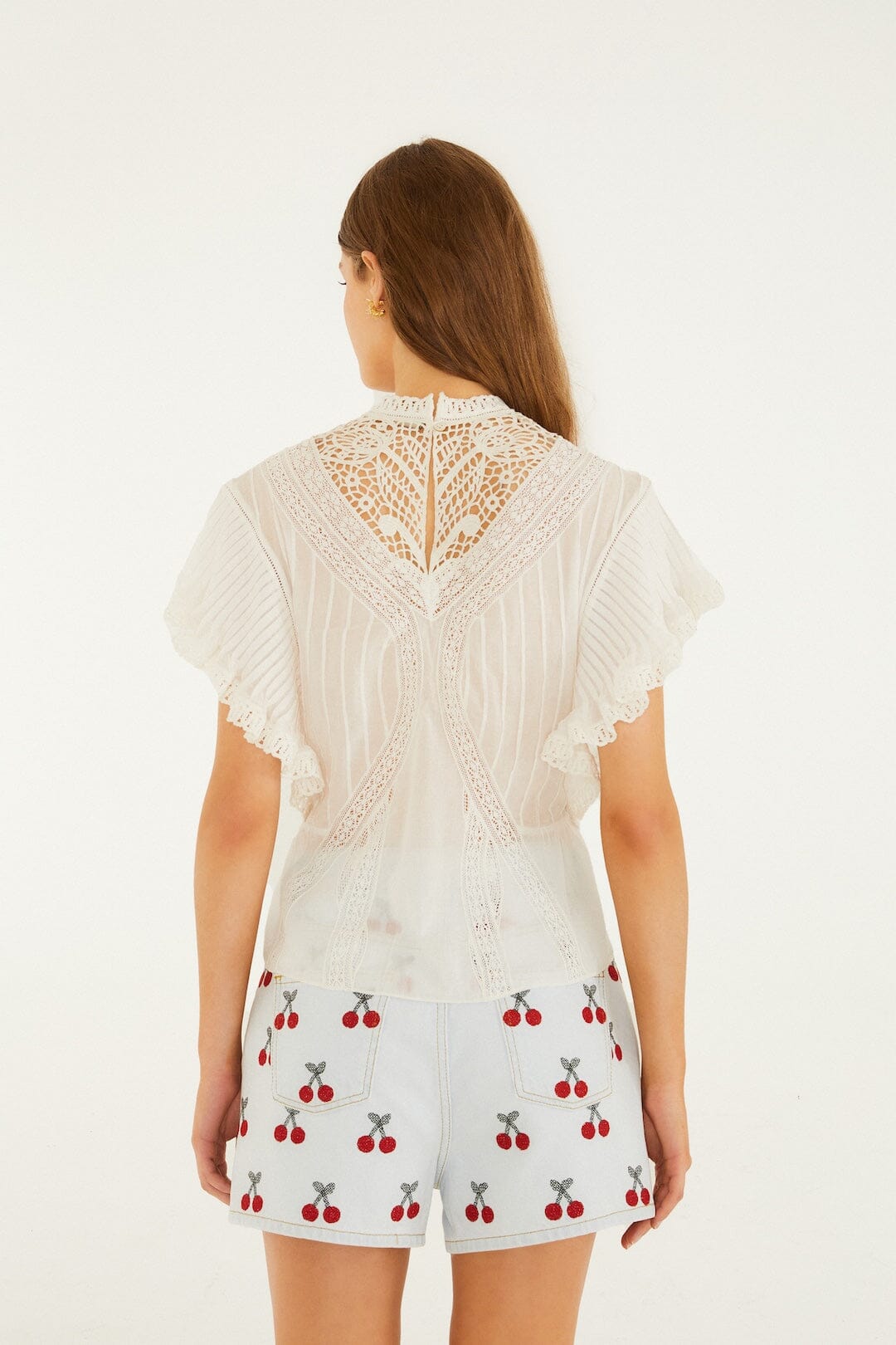 Off-White  Blouse With Appliqués