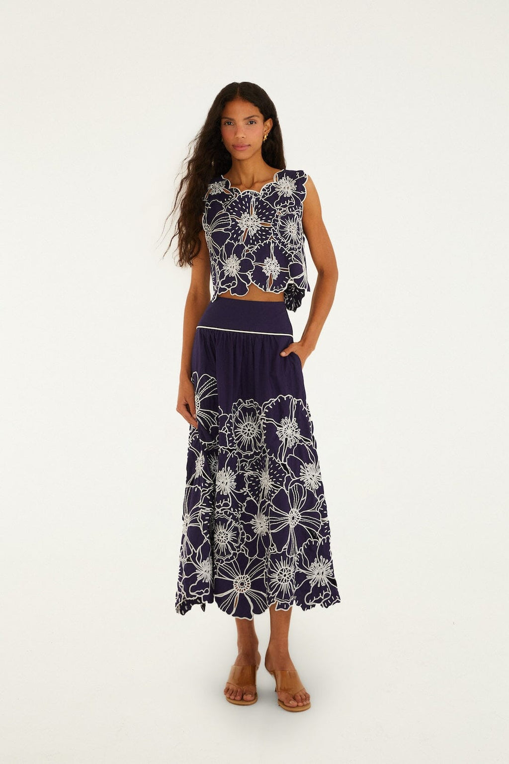 Blue Flowers Richelieu  Crop Top