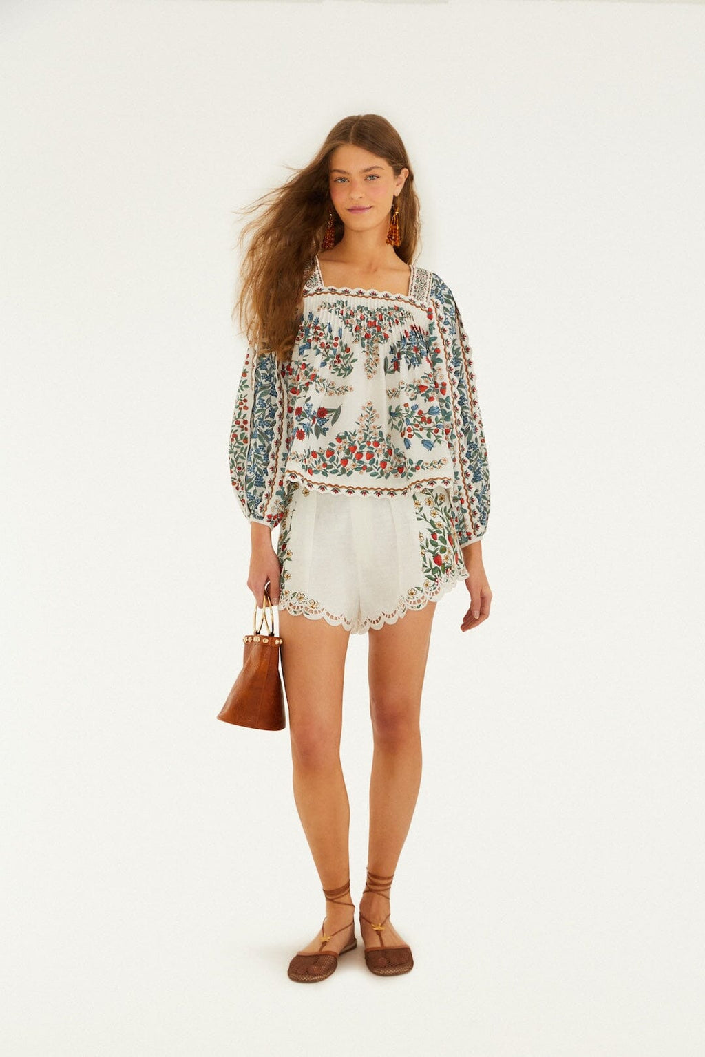 Off-White Fruit Beauty Scarf  Long Sleeve Blouse
