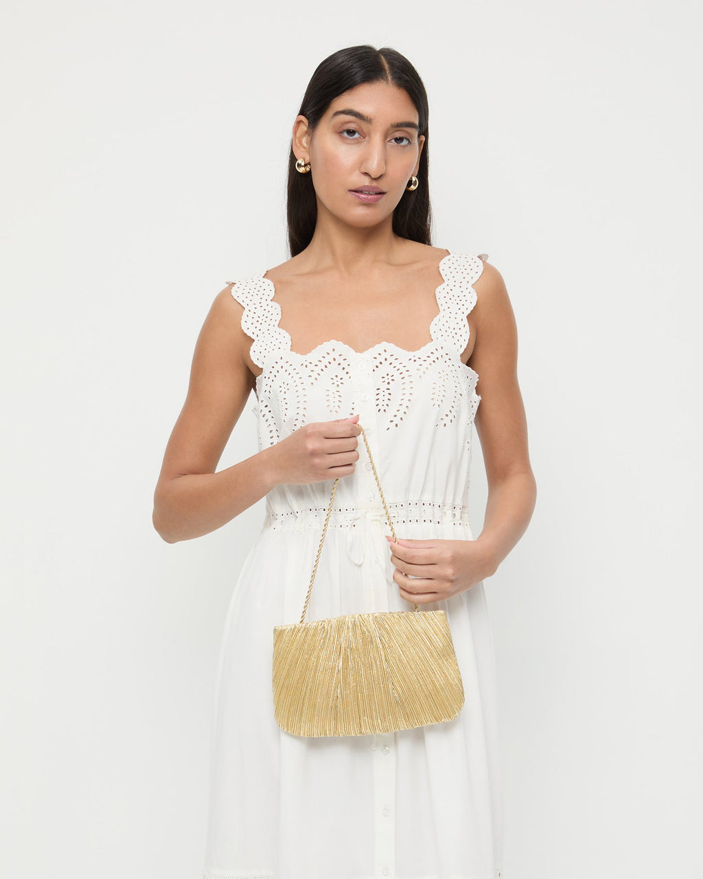 Brit Gold Lamé Pleated Clutch