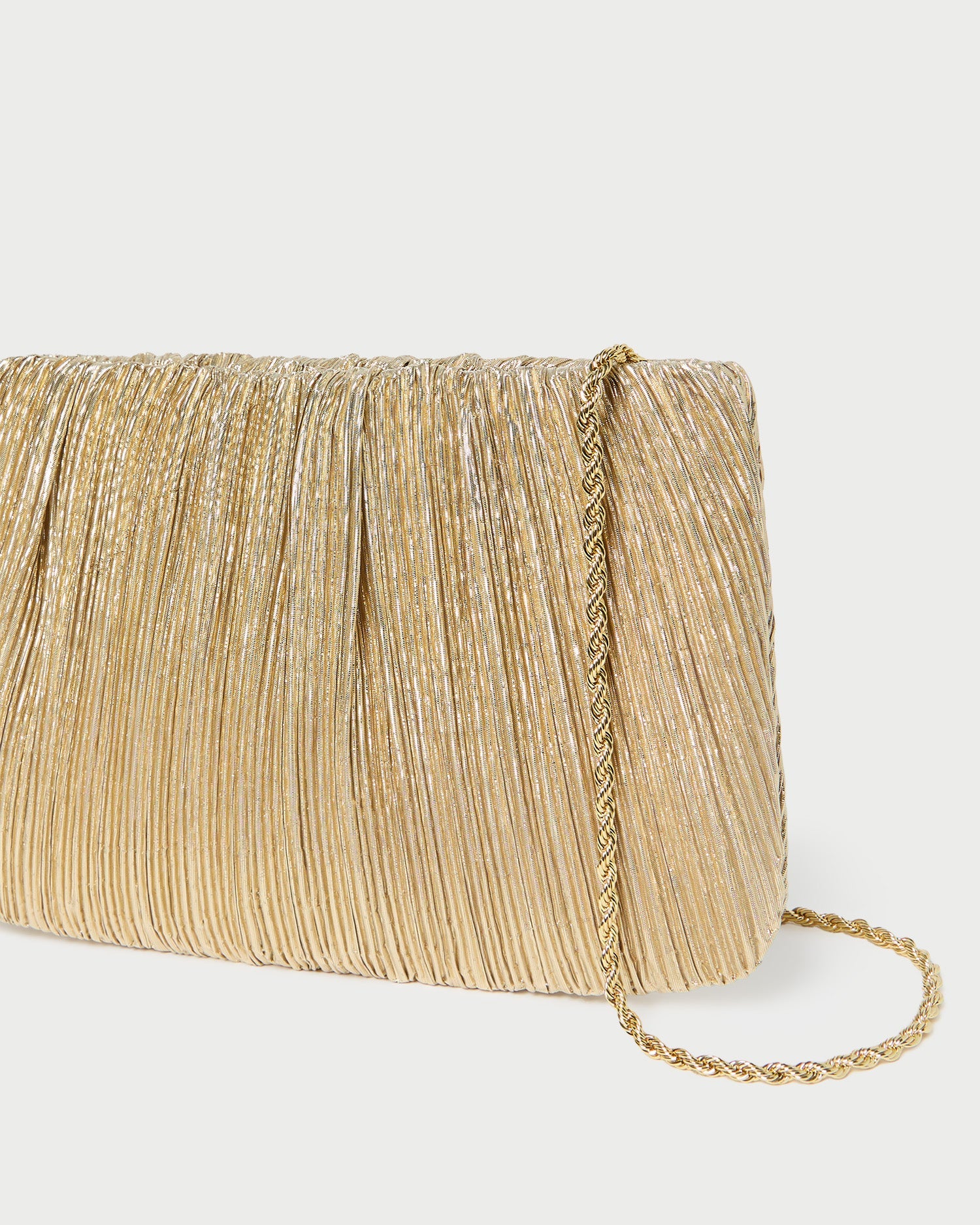 Brit Gold Lamé Pleated Clutch