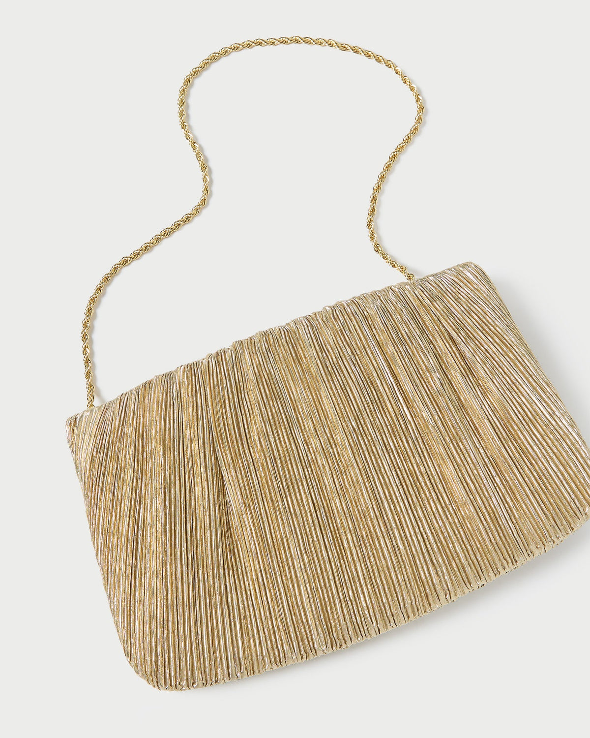 Brit Gold Lamé Pleated Clutch