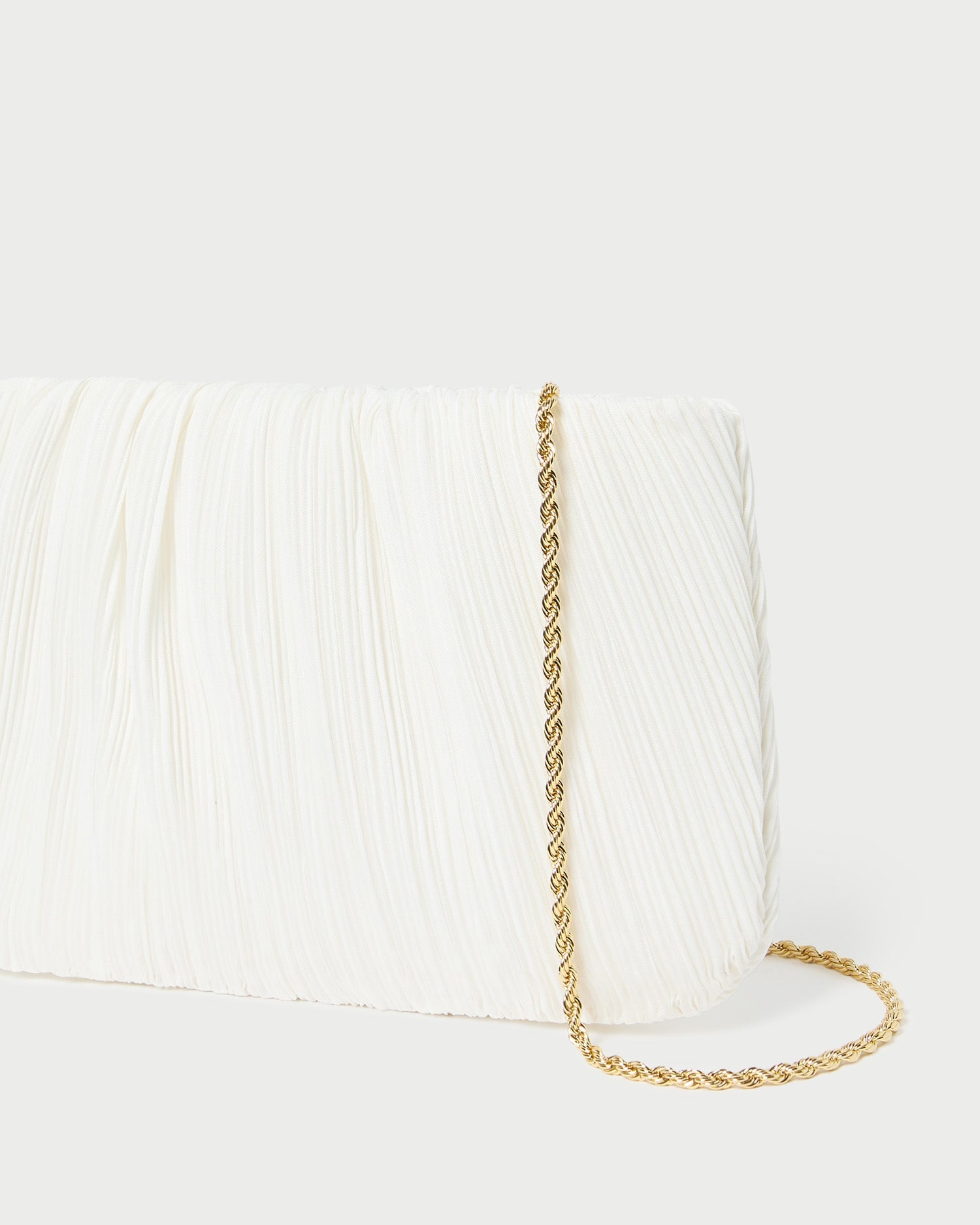Brit White Flat Pleated Clutch