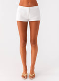 Coastline Cotton Micro Mini Shorts - White