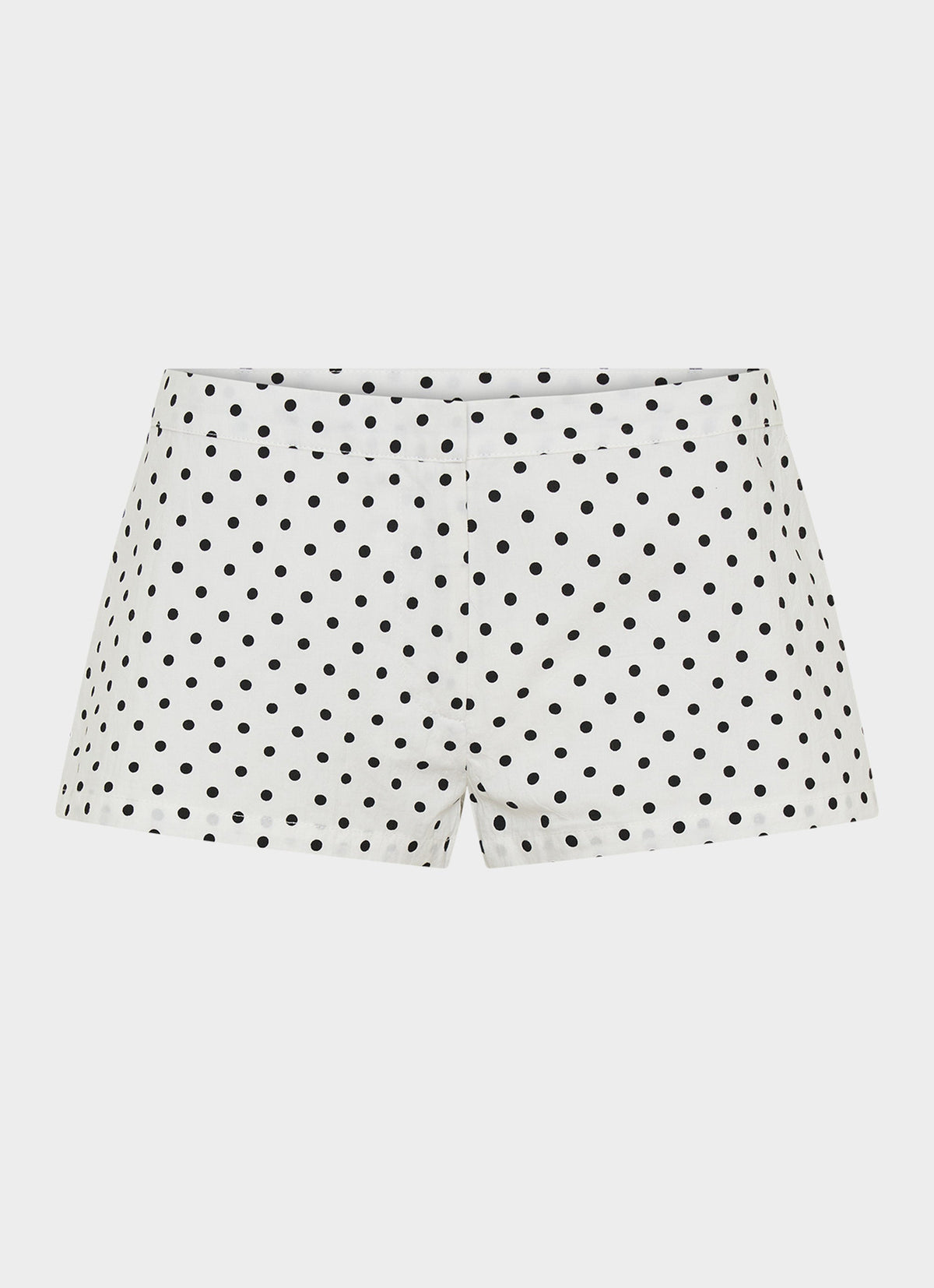 Coastline Cotton Micro Mini Shorts - White Polka Dot