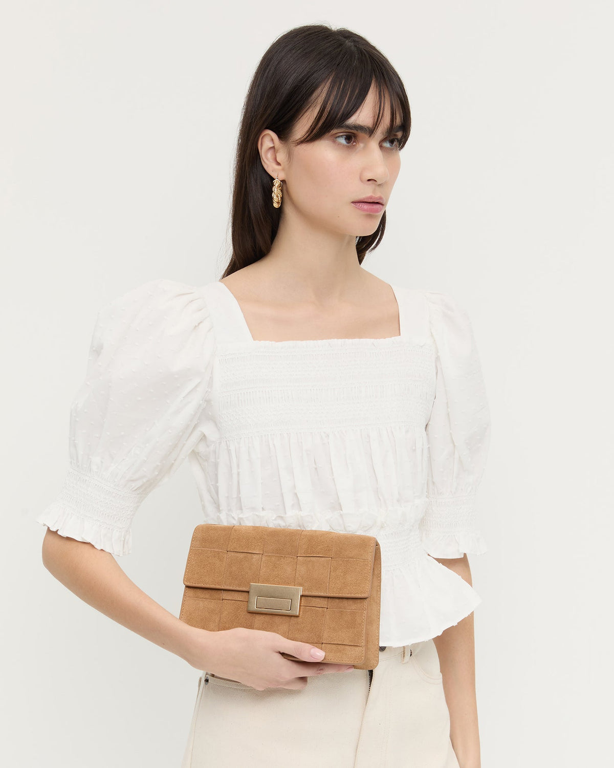 Delphine Toffee Suede Shoulder Bag