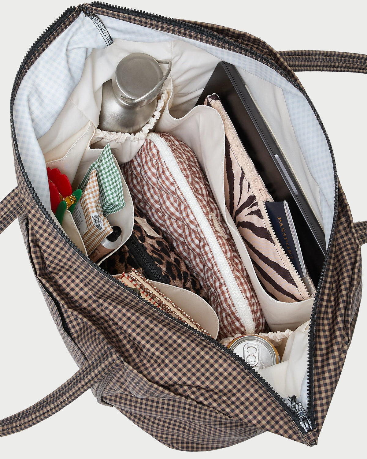 Dina Brown/Black Check Travel Tote