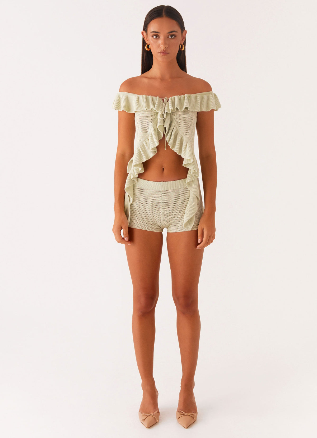 Fantasise Knit Mini Shorts - Mint