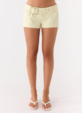 Favourite Moment Belt Mini Shorts - Pale Yellow