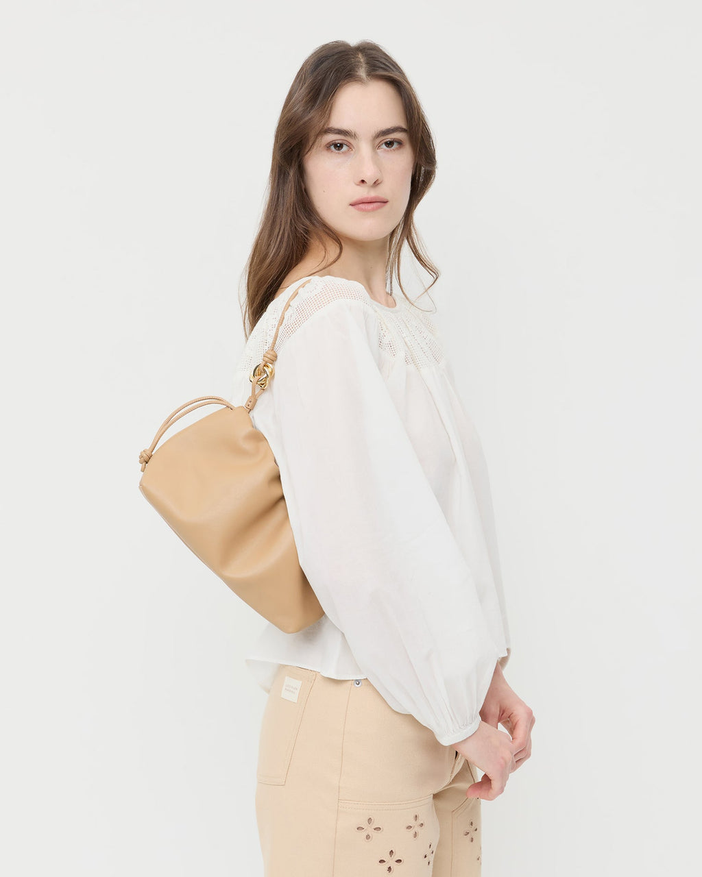 Kiri Khaki Leather Shoulder Bag