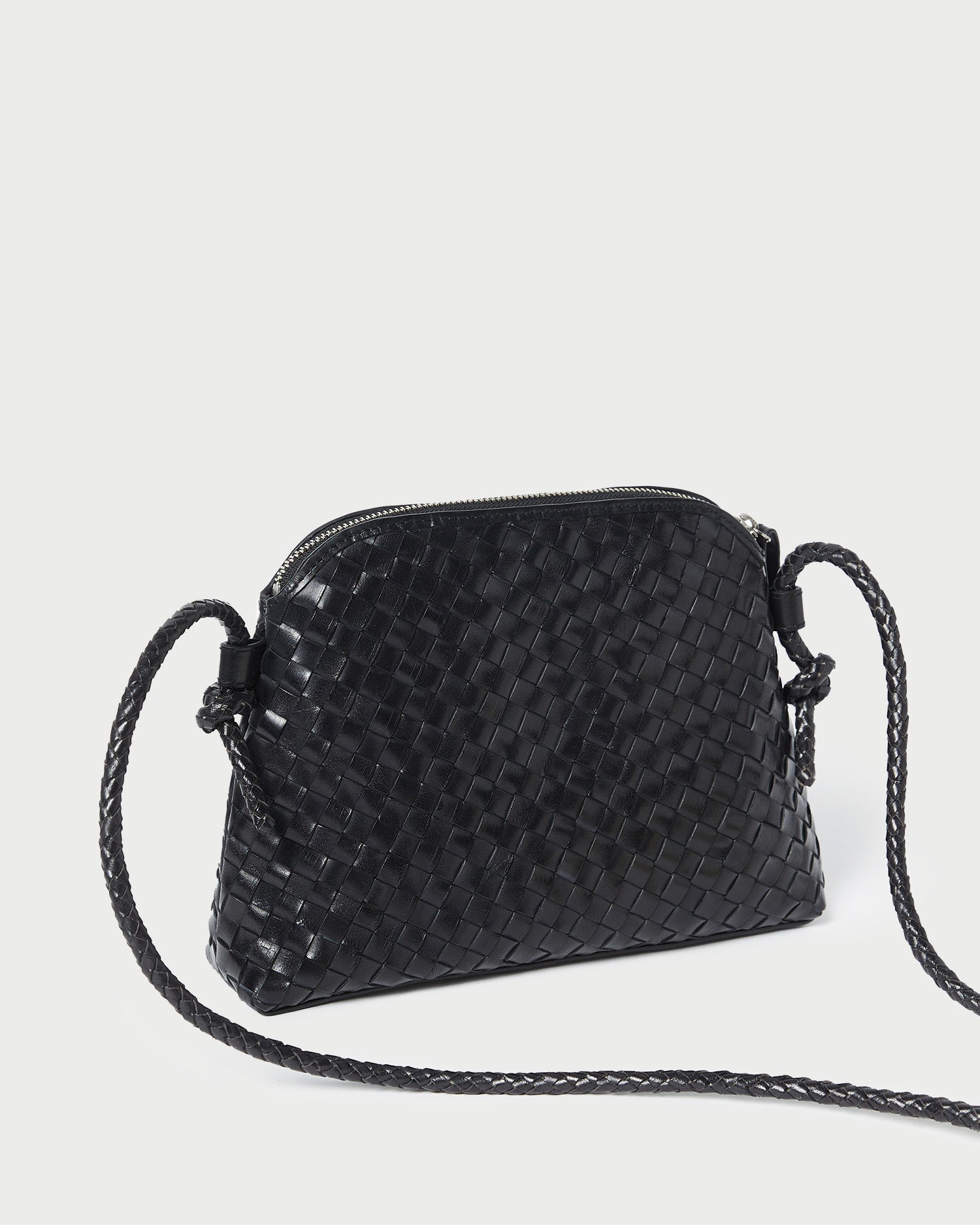 Mallory Black Woven Leather Crossbody