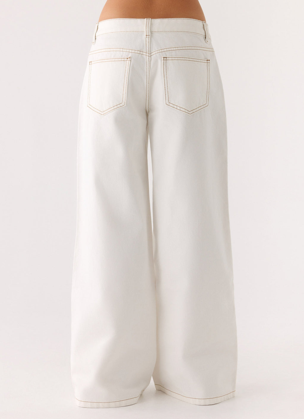 Neo Low Rise Wide Leg Denim Jeans - Ivory