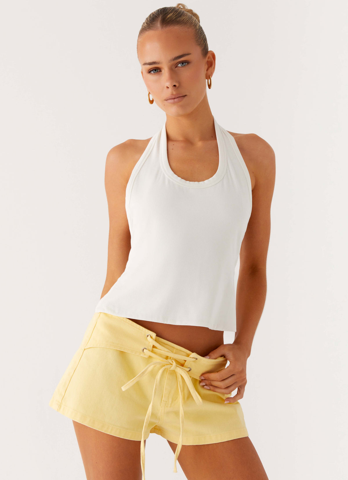 New Yorker Denim Mini Shorts - Yellow