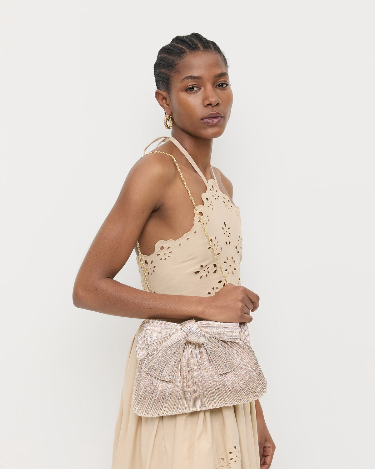 Rayne Champagne Bow Clutch