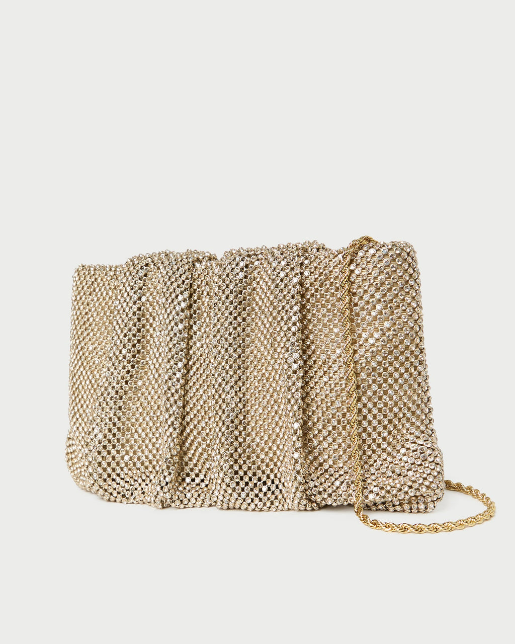 Serena Gold Diamanté Gathered Clutch