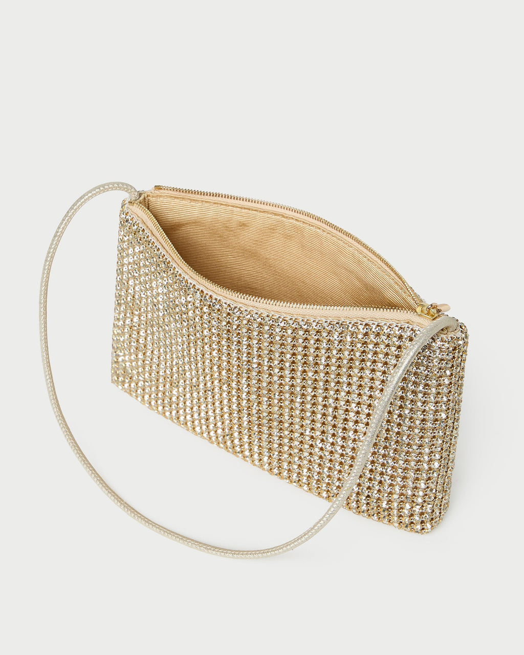 Yara Gold Diamanté Flat Clutch