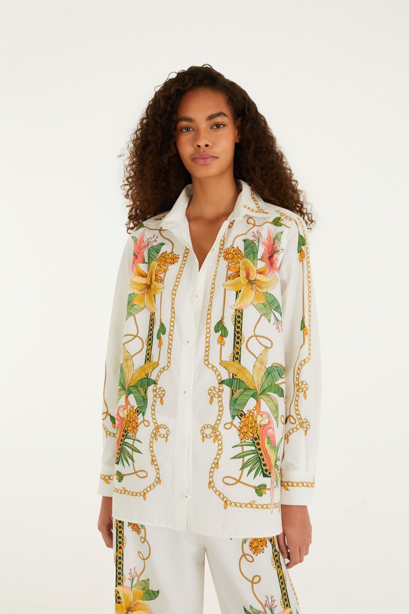 Tropical Royalty Off-White Shirt Long Sleeve
