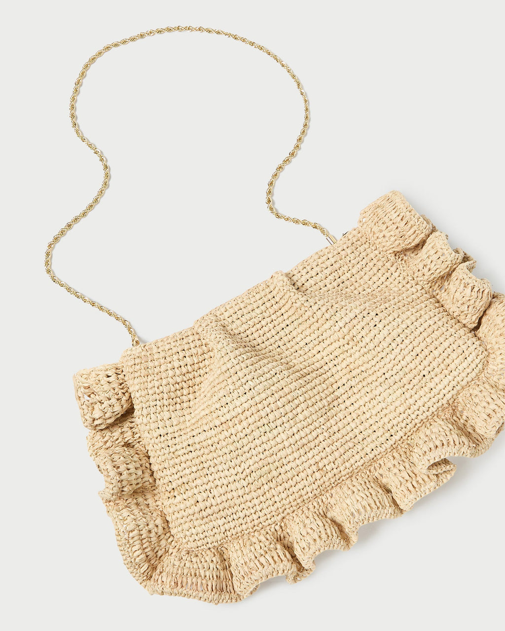 Mavis Natural Raffia Ruffle Clutch
