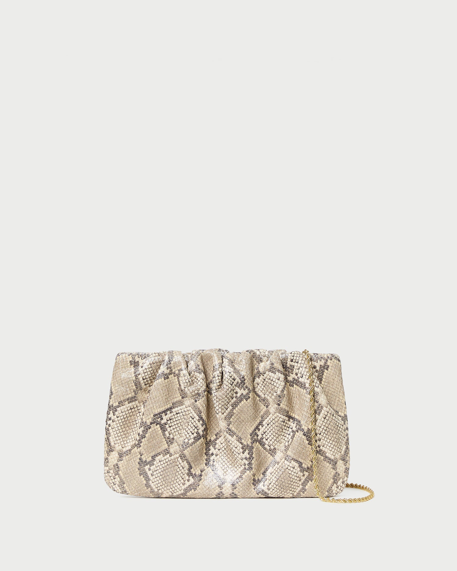 Serena Snake Leather Gathered Clutch